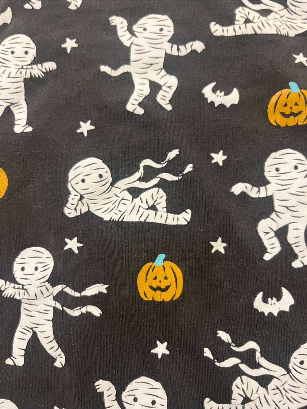 Caden Lane Black Halloween Mummy Pajama Set with Orange Pumpkins - Picture 2 of 3